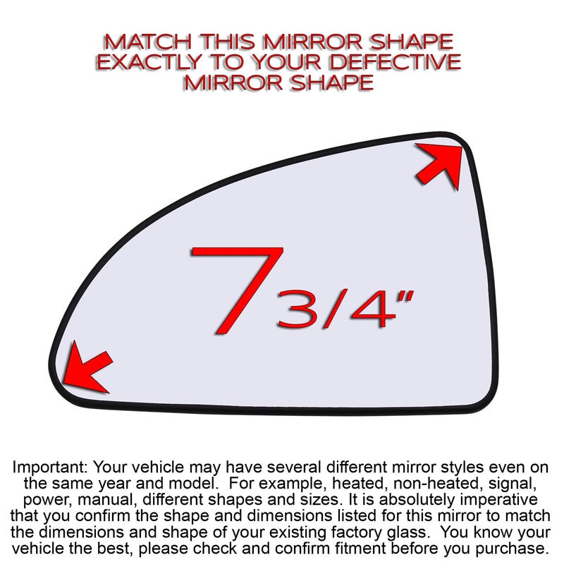 Rugged TUFF Driver Side Mirror Glass Replacement For 2005 2006 2007 2008 2009 2010 Chevy Cobalt, 2007-2010 Pontiac G5 Left Flat Mirrors with Backing Plate 15263098 GM1324116 Non-Heated - Image 2